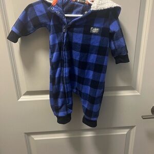 Eddie Bauer Kids Blue and Black Checkered Footie